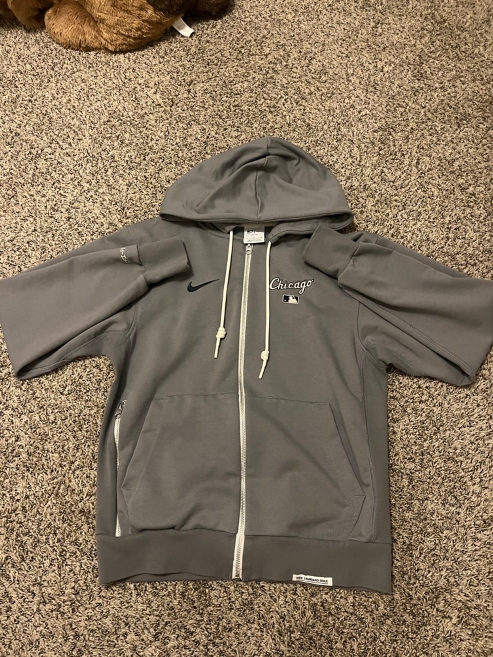 Nike Gray Chicago Zip Hoodie with White Accents